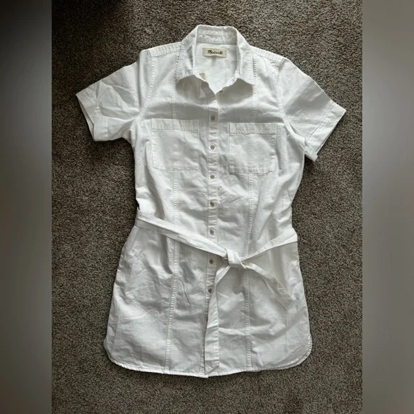 Madewell Courier Seamed Denim Tie Waist Shirtdress - Picture 6 of 7